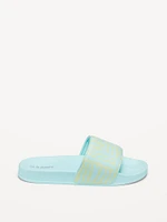 Printed Faux-Leather Pool Slide Sandals for Girls