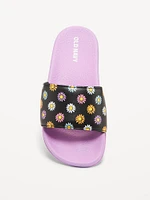 Printed Faux-Leather Pool Slide Sandals for Girls