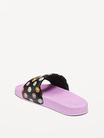 Printed Faux-Leather Pool Slide Sandals for Girls