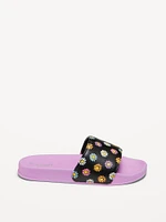 Printed Faux-Leather Pool Slide Sandals for Girls