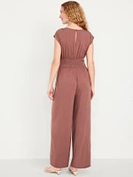 Waist-Defined Wide-Leg Jumpsuit