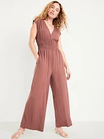 Waist-Defined Wide-Leg Jumpsuit