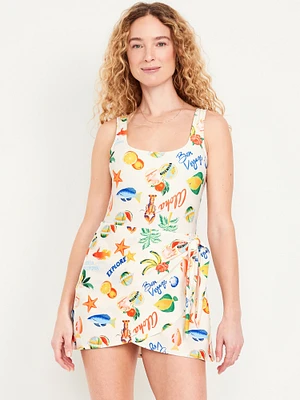 Matte Side-Tie Swim Dress