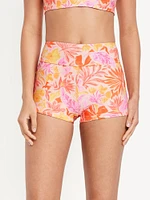 High-Waisted Matte Swim Shorts -- 2-inch inseam