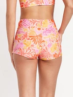 High-Waisted Matte Swim Shorts -- 2-inch inseam