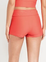 High-Waisted Matte Swim Shorts -- 2-inch inseam