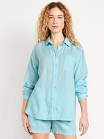 Linen-Blend Button-Down Shirt