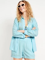 Linen-Blend Button-Down Shirt
