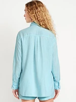 Linen-Blend Button-Down Shirt