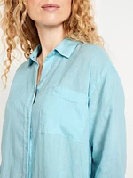 Linen-Blend Button-Down Shirt
