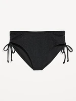 Mid-Rise Side-Tie Shine Bikini Swim Bottoms