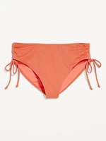 Mid-Rise Side-Tie Shine Bikini Swim Bottoms