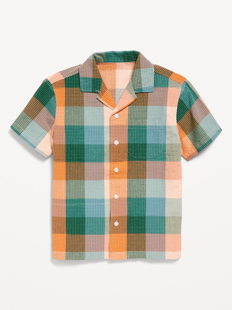 Short-Sleeve Textured-Dobby Pocket Shirt for Boys