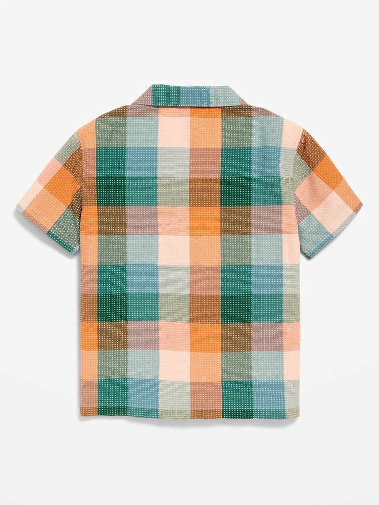 Short-Sleeve Textured-Dobby Pocket Shirt for Boys
