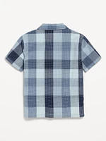 Short-Sleeve Textured-Dobby Pocket Shirt for Boys