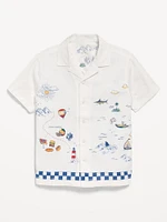 Printed Short-Sleeve Linen-Blend Shirt for Boys