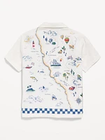 Printed Short-Sleeve Linen-Blend Shirt for Boys