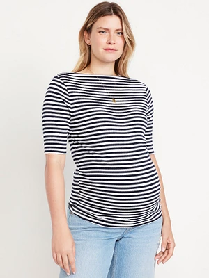 Maternity Slit-Neck Ribbed Top