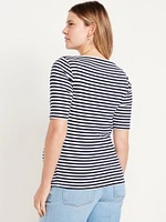 Maternity Slit-Neck Ribbed Top