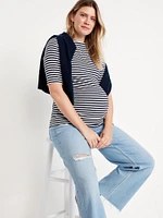 Maternity Slit-Neck Ribbed Top