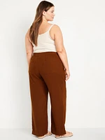 High-Waisted Linen-Blend Wide-Leg Pants