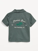 Short-Sleeve Embroidered Pocket Shirt for Toddler Boys