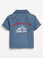 Short-Sleeve Embroidered Pocket Shirt for Toddler Boys