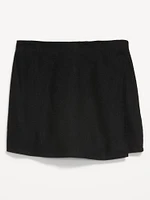 High-Waisted Linen-Blend Mini Skort