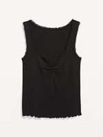 Ribbed Cinched-Front Tank Top