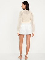 High-Waisted Linen-Blend Shorts -- 3.5-inch inseam