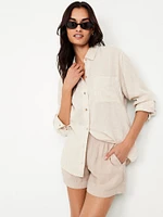 High-Waisted Linen-Blend Shorts -- 3.5-inch inseam