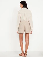 High-Waisted Linen-Blend Shorts -- 3.5-inch inseam