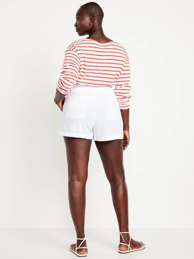 High-Waisted Linen-Blend Shorts -- 3.5-inch inseam