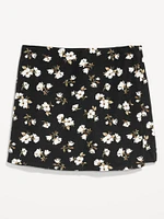 High-Waisted Linen-Blend Mini Skort