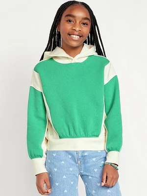 Vintage Oversized Color-Block Pullover Hoodie for Girls