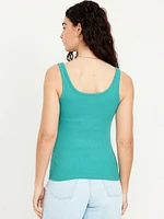 First-Layer Ribbed Scoop-Neck Tank Top