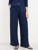 High-Waisted Linen-Blend Wide-Leg Pants