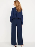 High-Waisted Linen-Blend Wide-Leg Pants