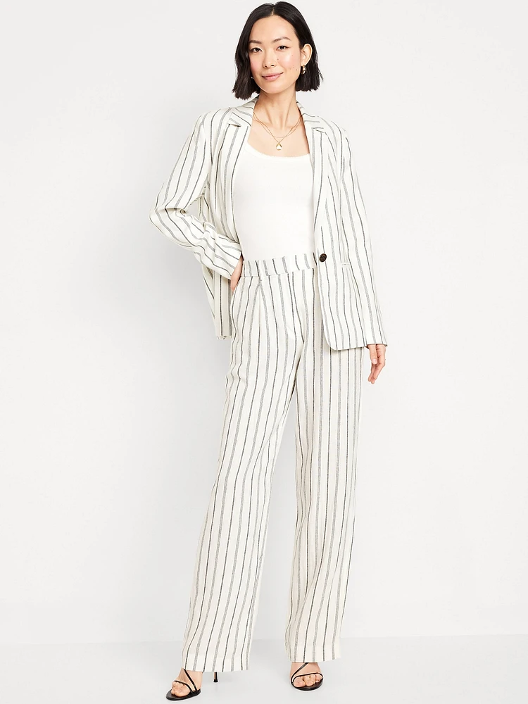 Extra High-Waisted Linen-Blend Taylor Wide-Leg Trouser Pants