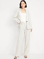 Extra High-Waisted Linen-Blend Taylor Wide-Leg Trouser Pants