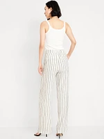 Extra High-Waisted Linen-Blend Taylor Wide-Leg Trouser Pants
