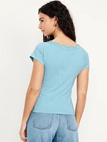 Lace-Trim V-Neck Top