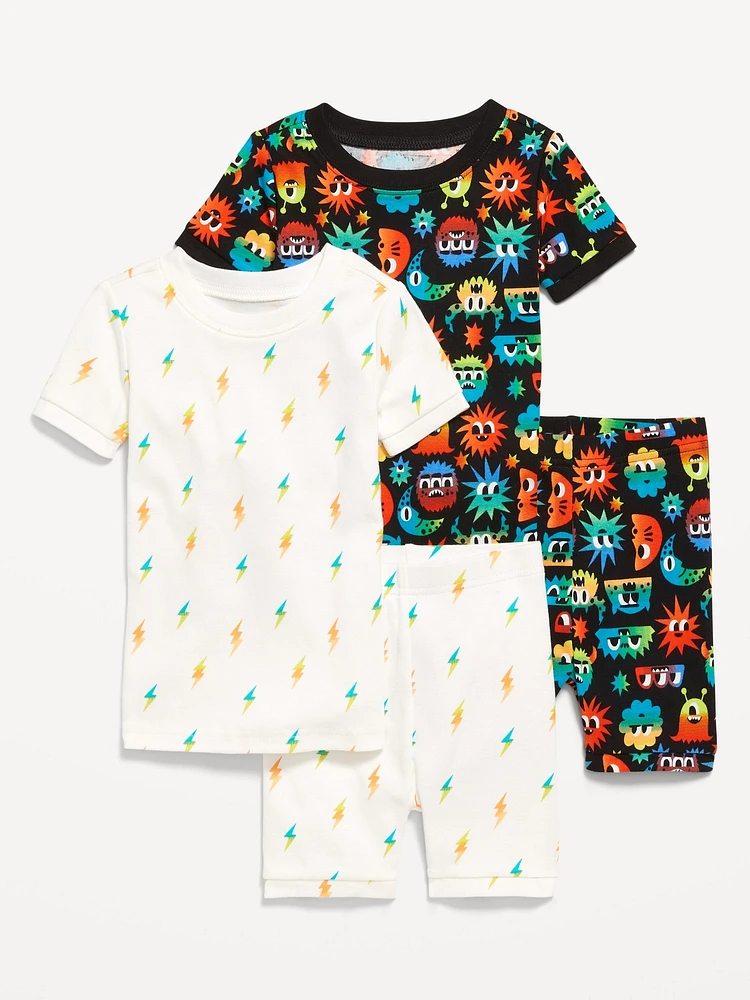 Snug-Fit Printed Pajama 4-Piece Set for Toddler & Baby
