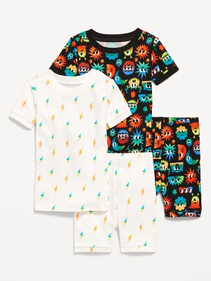 Snug-Fit Printed Pajama 4-Piece Set for Toddler & Baby