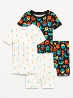 Snug-Fit Printed Pajama 4-Piece Set for Toddler & Baby
