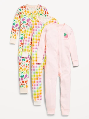 Snug-Fit 2-Way-Zip Pajama One-Piece 3-Pack for Toddler & Baby