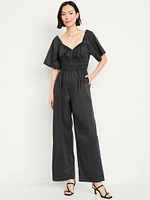 Smocked-Waist Wide-Leg Jumpsuit