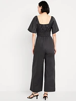 Smocked-Waist Wide-Leg Jumpsuit