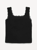 Fitted Button-Front Ribbed Tank Top for Girls