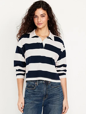 Rugby Stripe Crop Polo